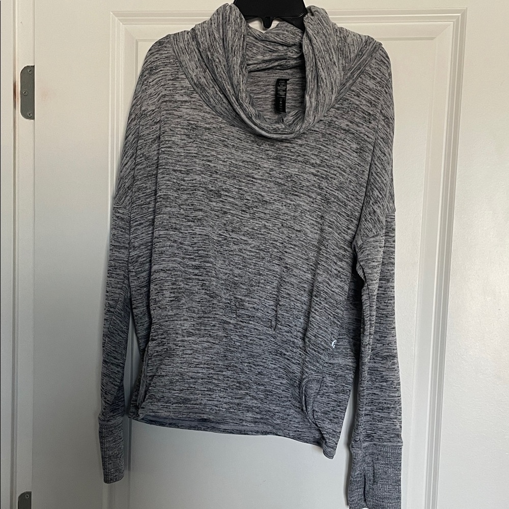 90 Degree By Reflex Heathered Gray Cowl Neck Sweater PTP 21